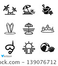 set of beach line icons. Simple pictograms pack. 139076712
