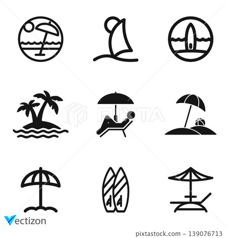 beach vector icons. Modern icons collection. 139076713