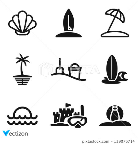 Pack of beach vector icons 139076714