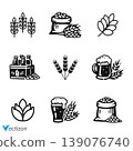 Farm wheat ears icon set 139076740