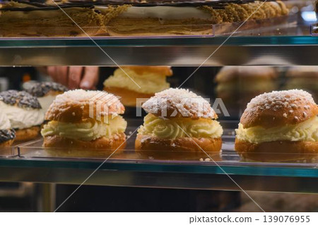 Variety of colorful cakes and sweet desserts  139076955