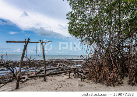 Beach near the Ferry cossing the Guriu River from the Guriu port to Jericoacoara, Brazil Beach near the Ferry cossing the Guriu River from the Guriu port to Jericoacoara, Brazil 139077198