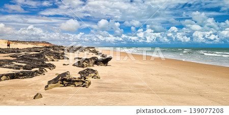 Canoa Quebrada Beach at Aracati in Ceara Brazil. Bay Coastline. Coast Travel. Vacations Landscape Canoa Quebrada Beach at Aracati in Ceara Brazil. Bay Coastline. Coast Travel. Vacations Landscape 139077208