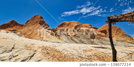 The rock formations at Canoa Quebrada Beach at Canoa Quebrada, state of Ceara, Brazil The rock formations at Canoa Quebrada Beach at Canoa Quebrada, state of Ceara, Brazil 139077214