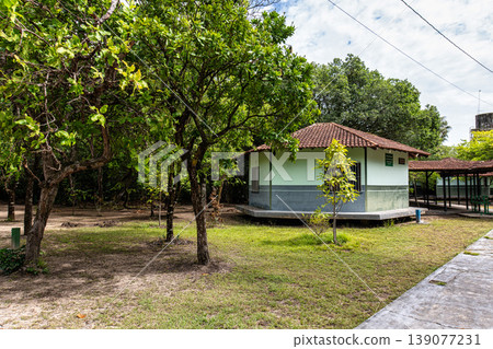 School in the middle of the amazon jungle at Soure in the Marajo Island at Para, Brazil. Tropical rain forests. Latin America. 139077231