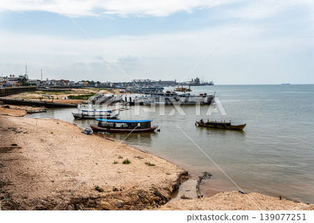 Boats docked at Santarem port along the banks of the Tapajos river in Santarem, Para State, Brazil. Boats docked at Santarem port along the banks of the Tapajos river in Santarem, Para State, Brazil. 139077251