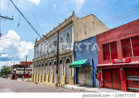 Rua da Instalacao street in the historic center of Manaus, Amazonas, Brazil 139077257