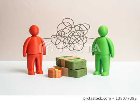 A complex tangle of agreements between partners shows profit sharing challenges. Negotiation and calculation define fair distribution. Business cooperation depends on clarity and trust. A complex tangle of agreements between partners shows profit sharing challenges. Negotiation and calculation define fair distribution. Business cooperation depends on clarity and trust. 139077382