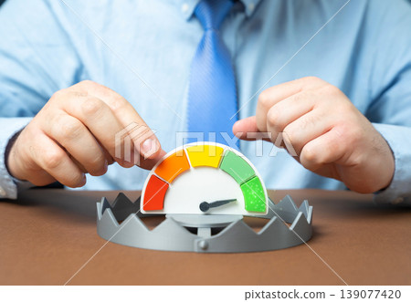 Fake growth reports as bait in a trap. A trap for investors highlights deception. Fraudulent data misleads decisions, increases risk and threatens financial market stability. Fake growth reports as bait in a trap. A trap for investors highlights deception. Fraudulent data misleads decisions, increases risk and threatens financial market stability. 139077420