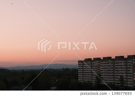 sunset over city sunset over city 139077693