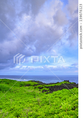 The magnificent natural scenery of Cape Hedo, where rain clouds and the sea intertwine. 139078123