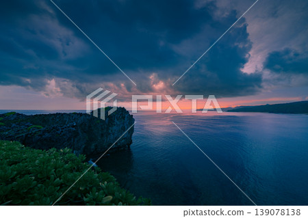 The breathtaking panoramic view of Cape Hedo, where the sky and sea unfold in a fantastical way before dawn. The breathtaking panoramic view of Cape Hedo, where the sky and sea unfold in a fantastical way before dawn. 139078138