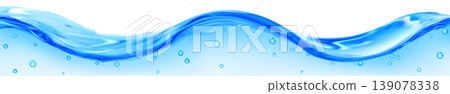 Translucent long water wave with air bubbles Translucent long water wave with air bubbles 139078338