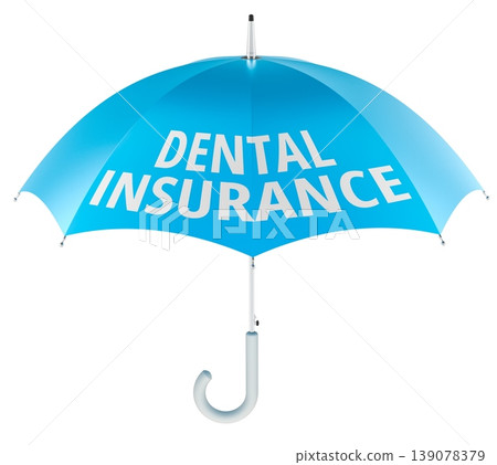 Dental Insurance, concept with blue umbrella. 3D rendering Dental Insurance, concept with blue umbrella. 3D rendering 139078379