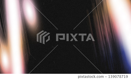Colorful light streaks on dark background with glowing blur and film grain, abstract vibrant backdrop for music, nightlife, posters and digital branding. 139078719