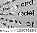 Close Up Fragment of Printed Text on White Wall 139078864