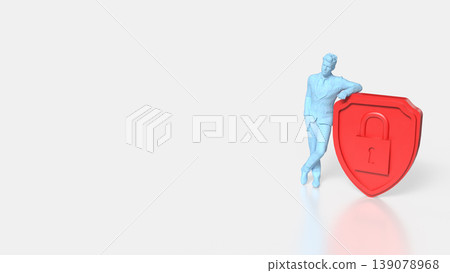 Personal Data Security Concept with Human Figure and Shield Lock 3d render. Personal Data Security Concept with Human Figure and Shield Lock 3d render. 139078968