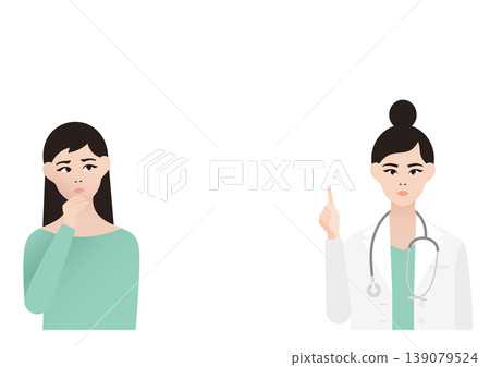 Vector illustration of a female doctor explaining to a worried and anxious female patient. 139079524