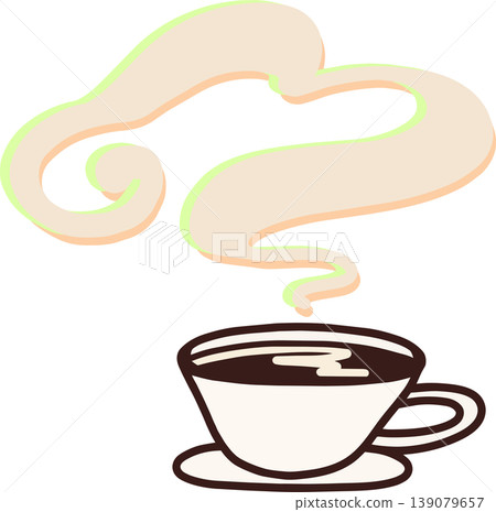 Illustration of a coffee cup and large plumes of steam; fluffy and fragrant; hand-drawn style; stylish; white background; cafe decoration material. Illustration of a coffee cup and large plumes of steam; fluffy and fragrant; hand-drawn style; stylish; white background; cafe decoration material. 139079657