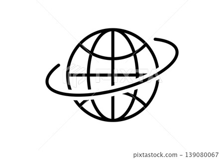 Global Network Globe Icon With Orbit Ring Symbolizing Internet Connectivity And Worldwide Communication 139080067