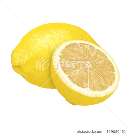 Lemon (1 whole lemon with a diagonal cross-section) - no shadow 139080461