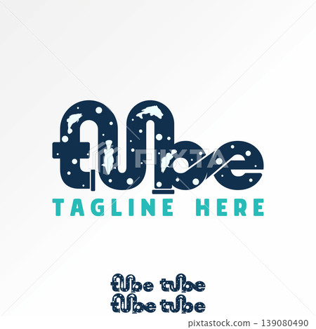 Letter Tube sans serif font connected fish inside river underwater aquarium logo design graphic concept creative premium vector stock image top sell Letter Tube sans serif font connected fish inside river underwater aquarium logo design graphic concept creative premium vector stock image top sell 139080490