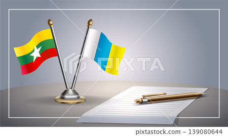 Small national flag of Myanmar and Canary Islands flag Relation, Template Vector Illustration Small national flag of Myanmar and Canary Islands flag Relation, Template Vector Illustration 139080644