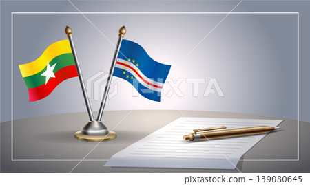 Small national flag of Myanmar and Cape Verde flag Relation, Template Vector Illustration 139080645