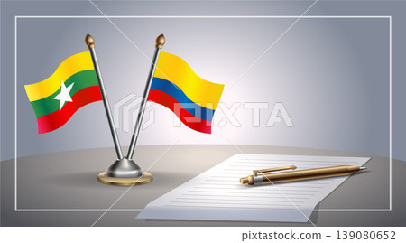 Small national flag of Myanmar and Colombia flag Relation, Template Vector Illustration Small national flag of Myanmar and Colombia flag Relation, Template Vector Illustration 139080652