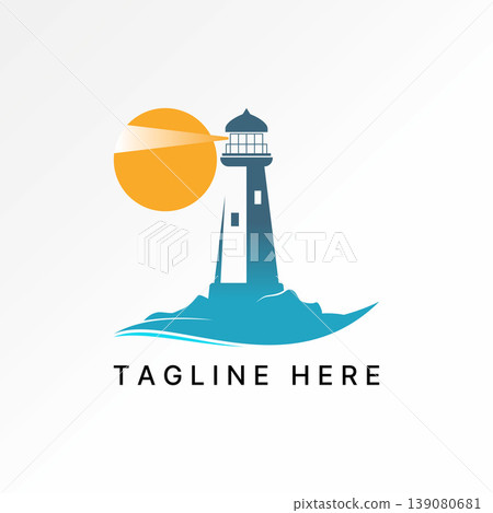 Lighthouse on coral rocks in sunset night landmark maritime to guidance tower logo design graphic concept creative premium vector stock image top sell Lighthouse on coral rocks in sunset night landmark maritime to guidance tower logo design graphic concept creative premium vector stock image top sell 139080681