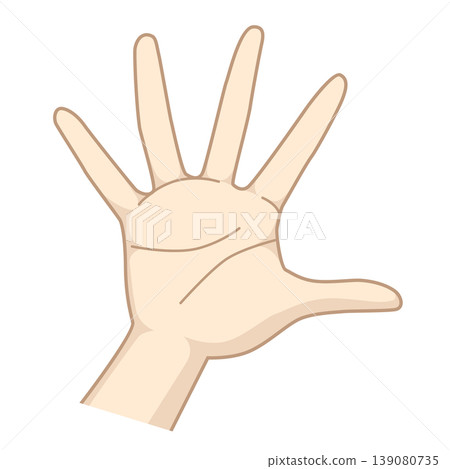 Illustration of an open hand showing the palm | Gesture, stop, hand sign material, simple, vector Illustration of an open hand showing the palm | Gesture, stop, hand sign material, simple, vector 139080735