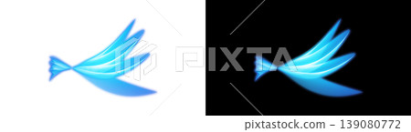 Abstract line art of glowing blue feathers and wings, available on a transparent or black background. Abstract line art of glowing blue feathers and wings, available on a transparent or black background. 139080772