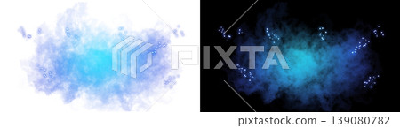 Blue smoke and sparks transparent and black background set Blue smoke and sparks transparent and black background set 139080782