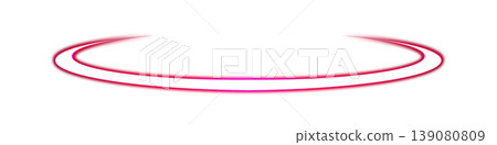 透明背景上的粉紅色霓虹燈環和橢圓形燈框 139080809