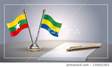 Small national flag of Myanmar and Gabon flag Relation, Template Vector Illustration Small national flag of Myanmar and Gabon flag Relation, Template Vector Illustration 139081003