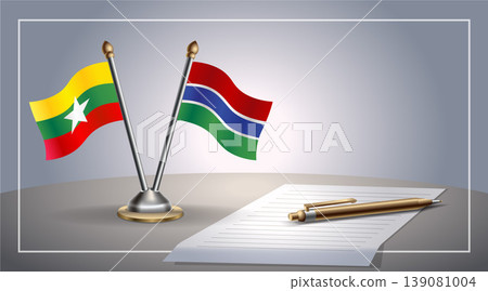 Small national flag of Myanmar and Gambia flag Relation, Template Vector Illustration Small national flag of Myanmar and Gambia flag Relation, Template Vector Illustration 139081004