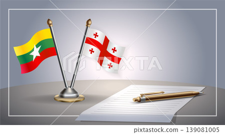 Small national flag of Myanmar and Georgia Republic flag Relation, Template Vector Illustration Small national flag of Myanmar and Georgia Republic flag Relation, Template Vector Illustration 139081005