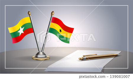 Small national flag of Myanmar and Ghana flag Relation, Template Vector Illustration Small national flag of Myanmar and Ghana flag Relation, Template Vector Illustration 139081007