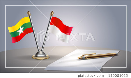 Small national flag of Myanmar and Indonesia flag Relation, Template Vector Illustration Small national flag of Myanmar and Indonesia flag Relation, Template Vector Illustration 139081023