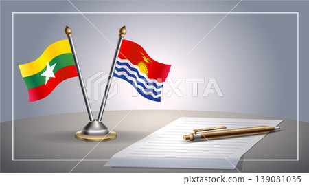 Small national flag of Myanmar and Kiribati flag Relation, Template Vector Illustration Small national flag of Myanmar and Kiribati flag Relation, Template Vector Illustration 139081035