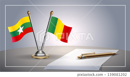 Small national flag of Myanmar and Mali flag Relation, Template Vector Illustration 139081202