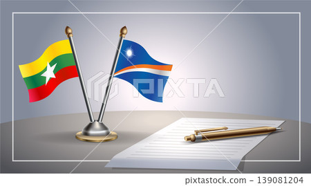Small national flag of Myanmar and Marshall Islands flag Relation, Template Vector Illustration Small national flag of Myanmar and Marshall Islands flag Relation, Template Vector Illustration 139081204