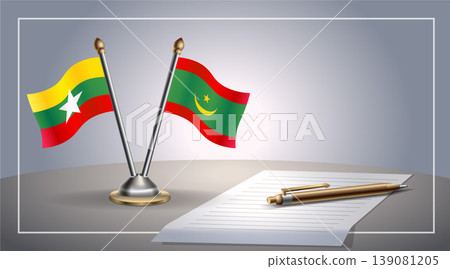 Small national flag of Myanmar and Mauritania flag Relation, Template Vector Illustration Small national flag of Myanmar and Mauritania flag Relation, Template Vector Illustration 139081205