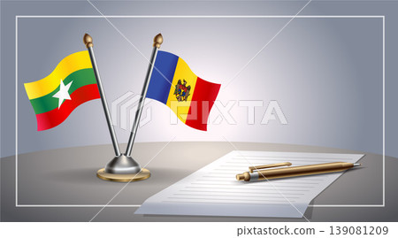 Small national flag of Myanmar and Moldova flag Relation, Template Vector Illustration Small national flag of Myanmar and Moldova flag Relation, Template Vector Illustration 139081209