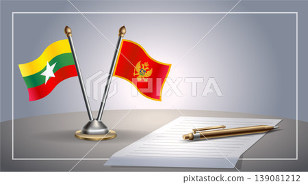 Small national flag of Myanmar and Montenegro flag Relation, Template Vector Illustration Small national flag of Myanmar and Montenegro flag Relation, Template Vector Illustration 139081212