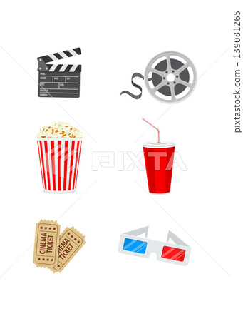 Cinema and Movie Entertainment Icon Set with Classic Theater Elements Cinema and Movie Entertainment Icon Set with Classic Theater Elements 139081265
