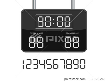 Digital Scoreboard and Timer Display with Seven Segment Font Numbers 139081266