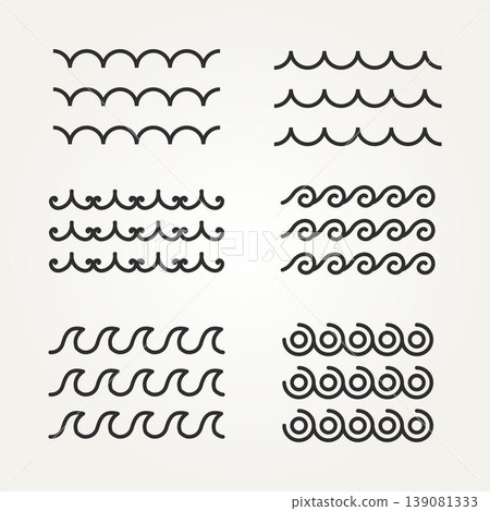 set type of wave icon line art template set type of wave icon line art template 139081333