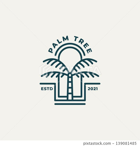 palm tree minimalist line art logo design 139081485