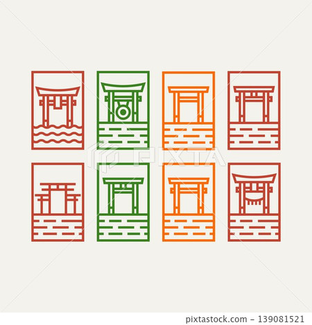 set of torii gate line art minimalist logo design set of torii gate line art minimalist logo design 139081521